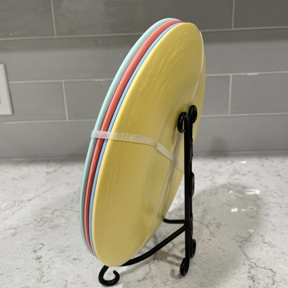 SET 4 BRIGHT MULTI Color 11” Dinner Plates Melamine Panama Jack Fiesta O - Picture 4 of 10